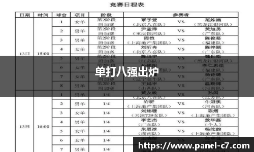 单打八强出炉